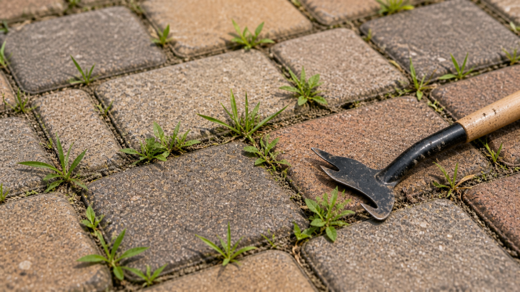 paver patio repair problem with weeds growing between paver joints